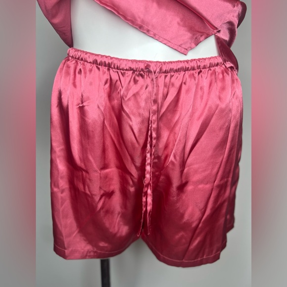 Vintage Satin Pajama Set 90s Valerie Stevens Sleevless Top Shorts Pink Silky Pjs - Picture 4 of 16